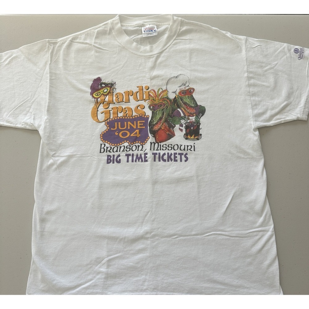 Vintage Mardi Gras Shirt Mens Large Branson Missouri 2004 Alligator 00s‎ Beefy